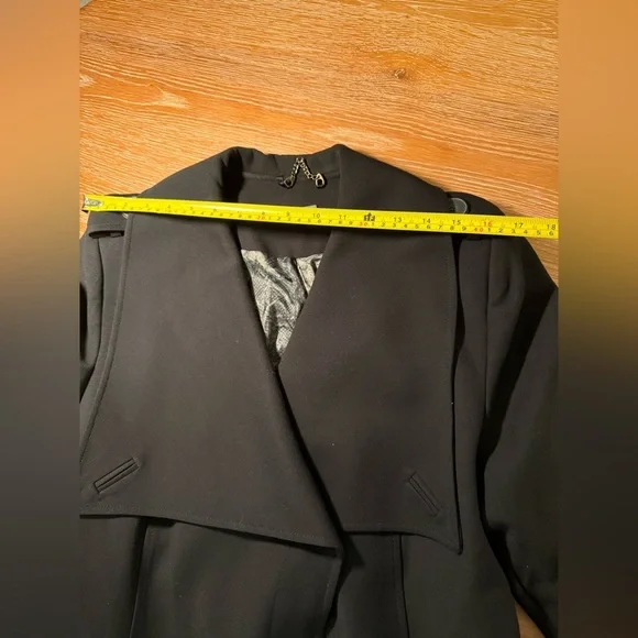 Lilian by Debenhams Black Belted Coat / Trench-Style Jacket – Tailored – Heavy - Picture 7 of 11